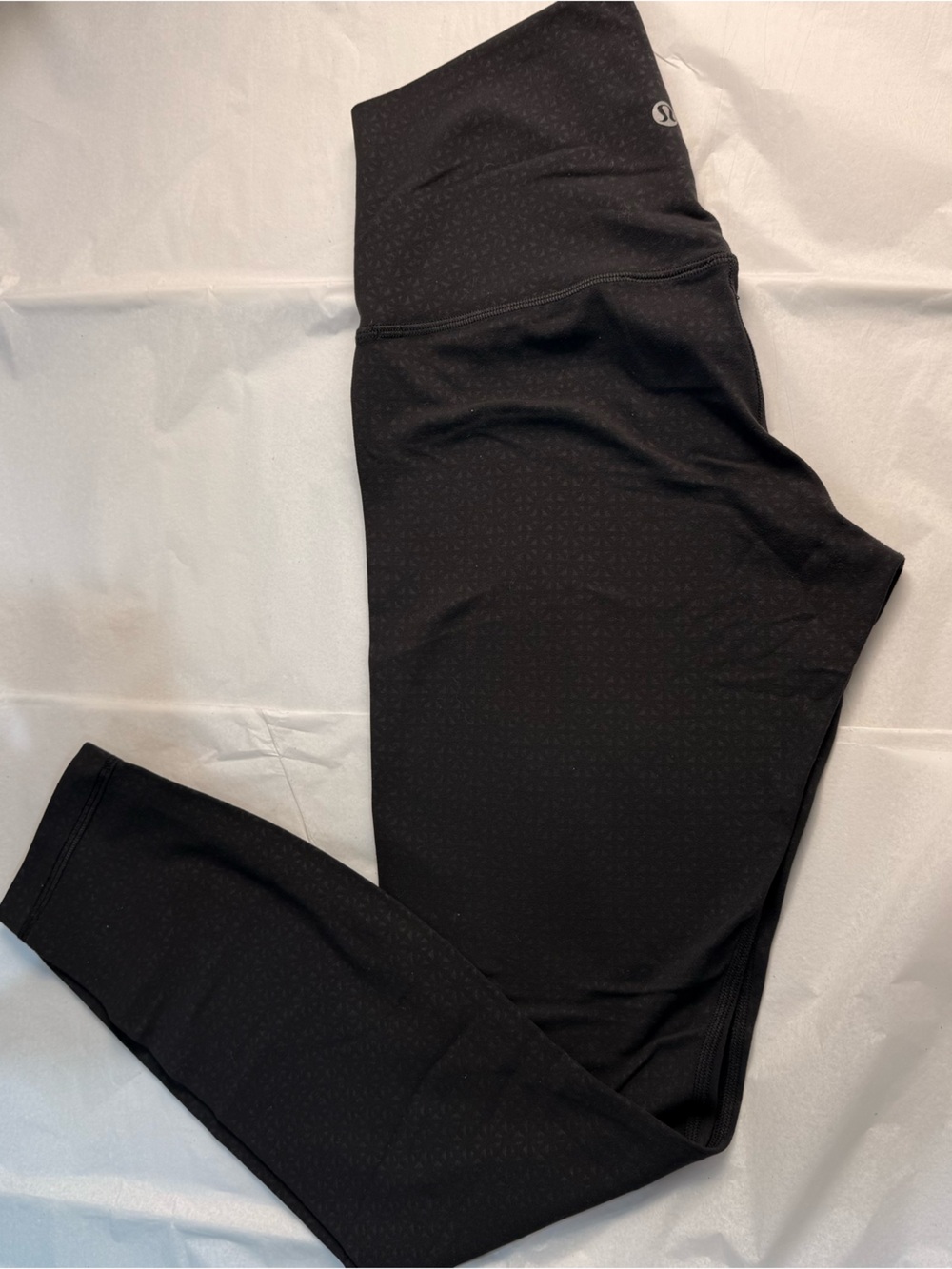 Lululemon High Rise 7/8 Crop Leggings Black Tonal Jacquard Size 6